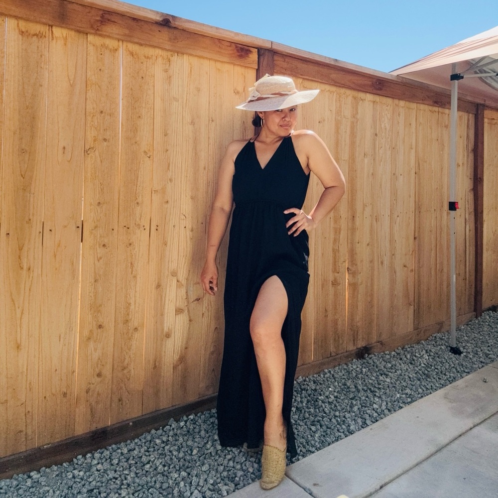 Amuse Society Black Halter Sundress with Slit
